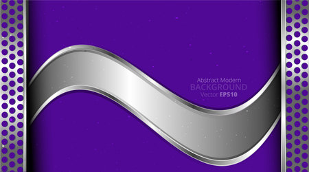 Metallic chrome silver violet purple  elegant realistic geometric abstract modern frame background hi-tech techno futuristic rippled decoration luxury strong design for web and print templateのイラスト素材