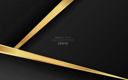 Metallic golden black shiny elegant realistic geometric abstract modern vector background with golden dust creative decoration, luxury strong design for web and  print decorationのイラスト素材