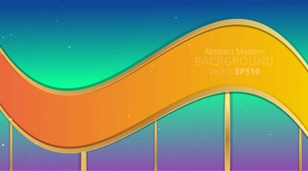 Metallic chrome golden orange green elegant realistic geometric abstract modern frame vector background hi-tech techno futuristic rippled decoration, luxury strong design for web and print templateのイラスト素材