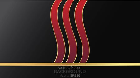 Metallic chrome golden red black elegant realistic geometric abstract modern frame vector background hi-tech techno futuristic rippled decoration, luxury strong design for web and print templateのイラスト素材