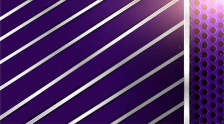 Metallic chrome silver violet purple elegant realistic geometric abstract modern frame vector background hi-tech techno futuristic rippled decoration, luxury strong design for web and print templateのイラスト素材
