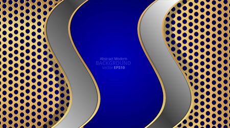 Metallic chrome golden sienna indigo silver elegant realistic geometric abstract modern frame vector background hi-tech techno futuristic rippled decoration, luxury design for web and print templateのイラスト素材