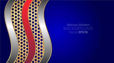 Metallic chrome golden royal blue silver elegant realistic geometric abstract modern frame background hi-tech techno futuristic rippled decoration luxury strong design for web and print templateのイラスト素材