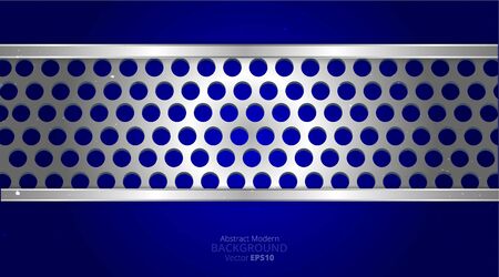 Metallic chrome silver navy blue elegant realistic geometric abstract modern frame vector background hi-tech techno futuristic rippled decoration, luxury strong design for web and print templateのイラスト素材