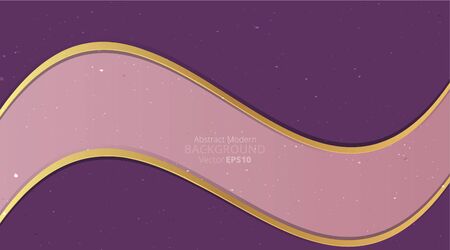 Metallic chrome golden purple and pink elegant realistic geometric abstract modern frame vector background hi-tech techno futuristic rippled decoration, luxury strong design for web and print templateのイラスト素材