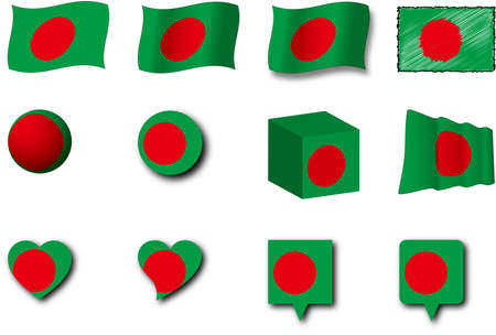 The national flag of Bangladesh was designed in various ways.の写真素材