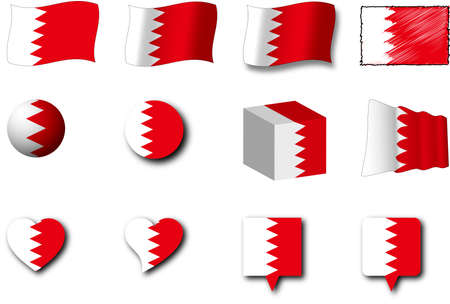 The flag of Bahrain was designed in various ways.の写真素材