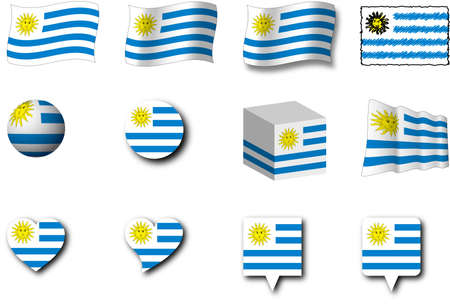The flag of Uruguay was designed in various ways.の写真素材