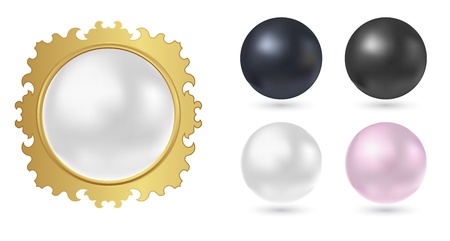 pearl in golden frame - abstract 3d sphereのイラスト素材