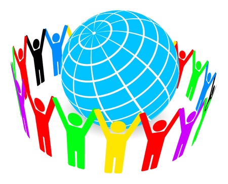 people around globeのイラスト素材