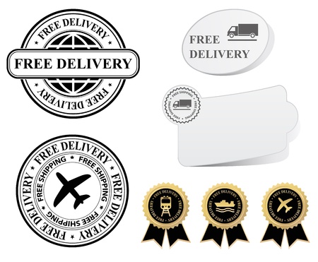 free shipping labels and bannersのイラスト素材