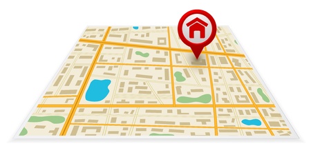 gps map 3d with mark iconのイラスト素材