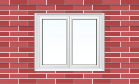 window two frame on brick wallのイラスト素材