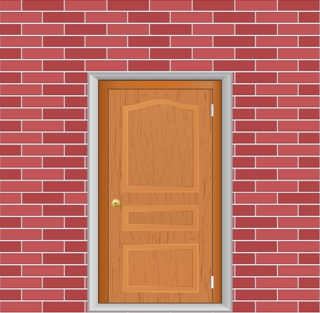 door on brick wallのイラスト素材