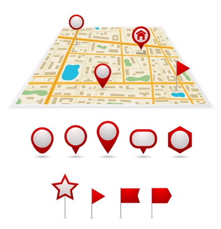 gps map with pins setのイラスト素材