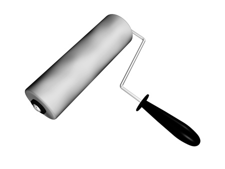paint roller isolated on whiteの写真素材