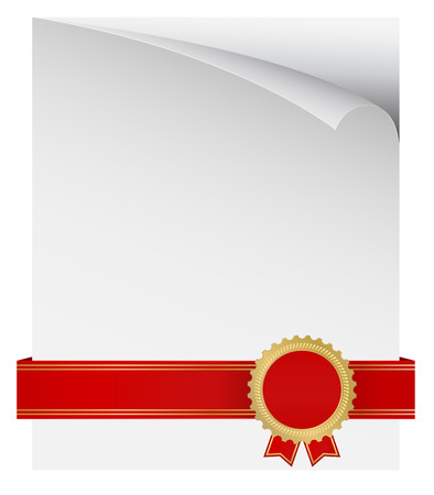 curled paper page with award labelのイラスト素材