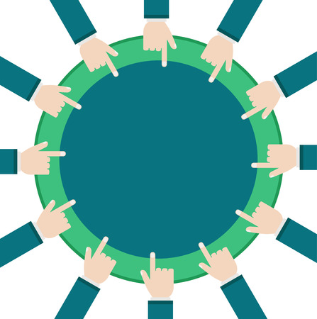 hand finger on round bannerのイラスト素材