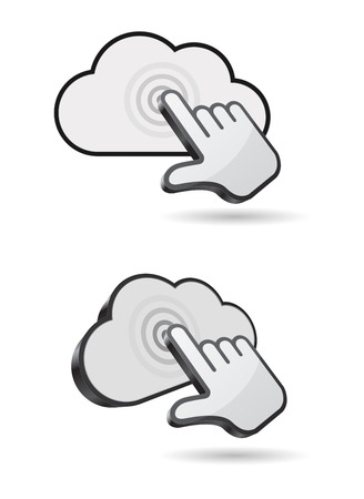pointer hand cloud icon 3d designのイラスト素材