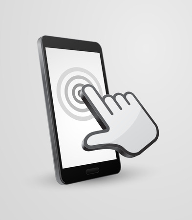 3d pointer hand icon with smartphone designのイラスト素材