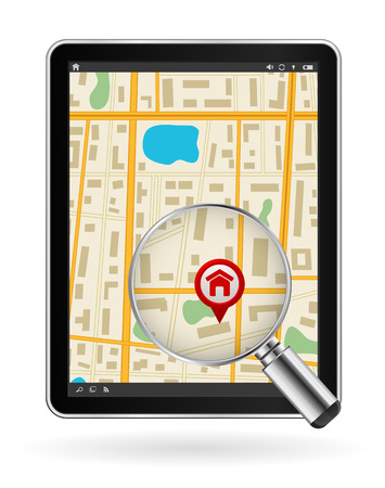 digital tablet pc with gps map and zoom glass designのイラスト素材