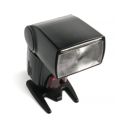 camera flash on white backgroundの写真素材