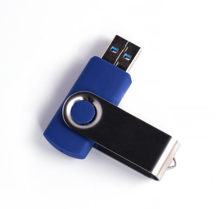 compact usb flash card on white backgroundの写真素材