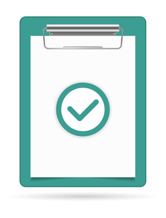 clipboard check mark icon with paper documentの写真素材