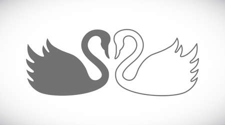 black and white swan icon isolated on white backgroundの写真素材