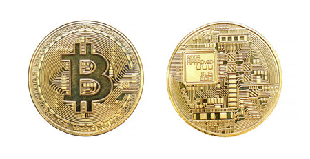 bitcoin coin money isolated on white backgroundの写真素材