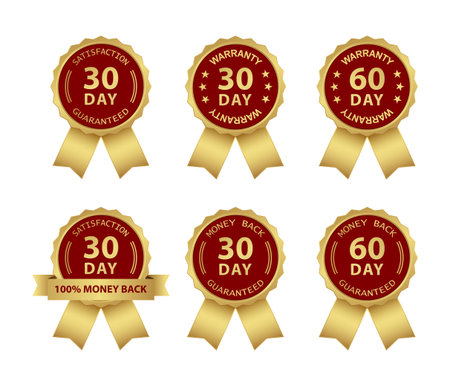 guarantee money 30 day back and warranty badge icon set isolated on white background
