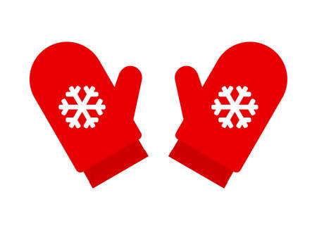 red mittens santa with snowflake iconの写真素材