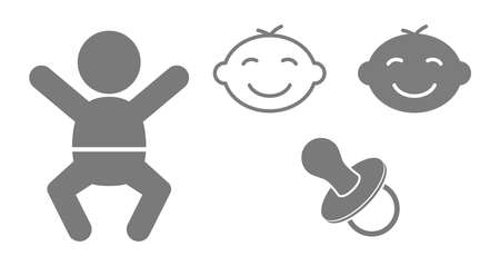 baby icon baby's dummy symbol set isolated on white backgroundの写真素材