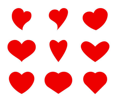 Heart shape desingn icon set. Love valentine day symbol isolated on white backgroundの写真素材