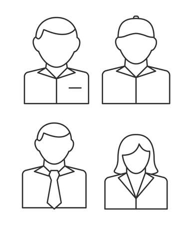 man and woman person outline icon set isolated on white backgroundの写真素材