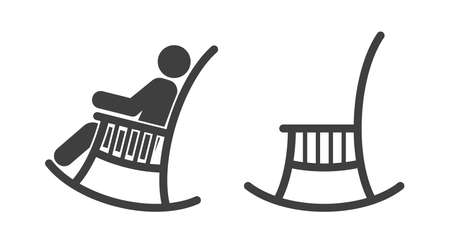 rocking chair with person icon isolated on white backgroundの写真素材