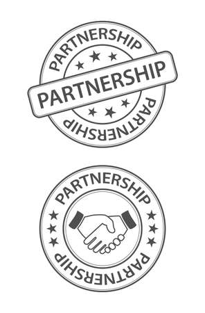 partnership stamp handshake icon isolated on white backgroundの写真素材