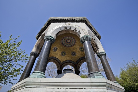 German Fountain is a gazebo styled fountain in the northern end of old hippodrome (Sultanahmet Square), Istanbul, Turkey and across from the Mausoleum of Sultan Ahmed I. It was constructed to commemorate the second anniversary of German Emperor Wilhelm IIのeditorial素材