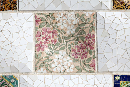 Tiles Parc Guell, Barcelona, Spain