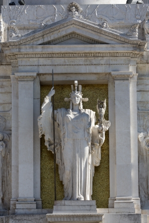 Statue on Monumento a Vittorio Emanuele II in Piazza Venizia, Rome, Italyの写真素材