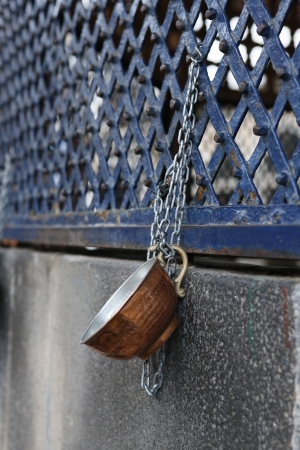 Copper waret cup in Ulucami mosque, Diyarbakir, Turkeyの写真素材