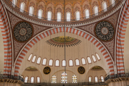 Internal view of Suleymaniye Mosque, Istanbul, Turkeyのeditorial素材