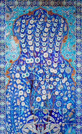 Tile panel on wall of Rustem Pasa Mosque, Istanbul, Turkeyのeditorial素材