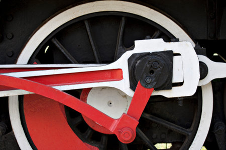 Detail from whell of old steam engine.