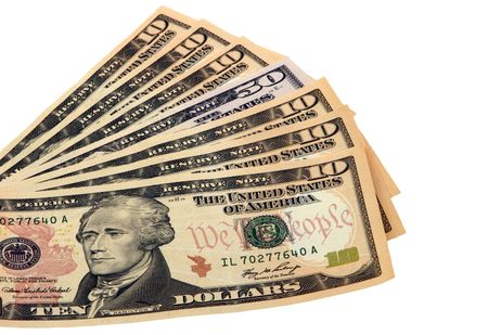 Many U.S. fans spread on a white background. の写真素材