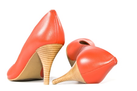 Beautiful women shoes on a white background.の写真素材