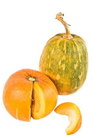 Two ripe pumpkin on a white background, isolated.の写真素材