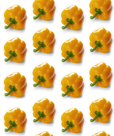 Seamless pattern with yellow peppers isolated on white backgroundの写真素材