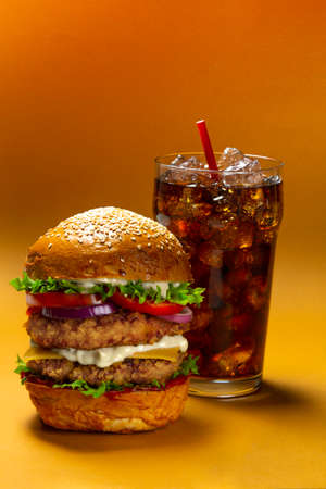 Delicious burger with colaの写真素材