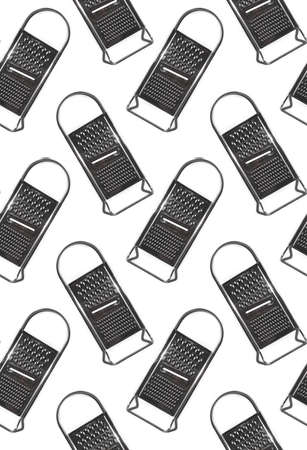 Seamless pattern with Metal grater on the white background.の写真素材
